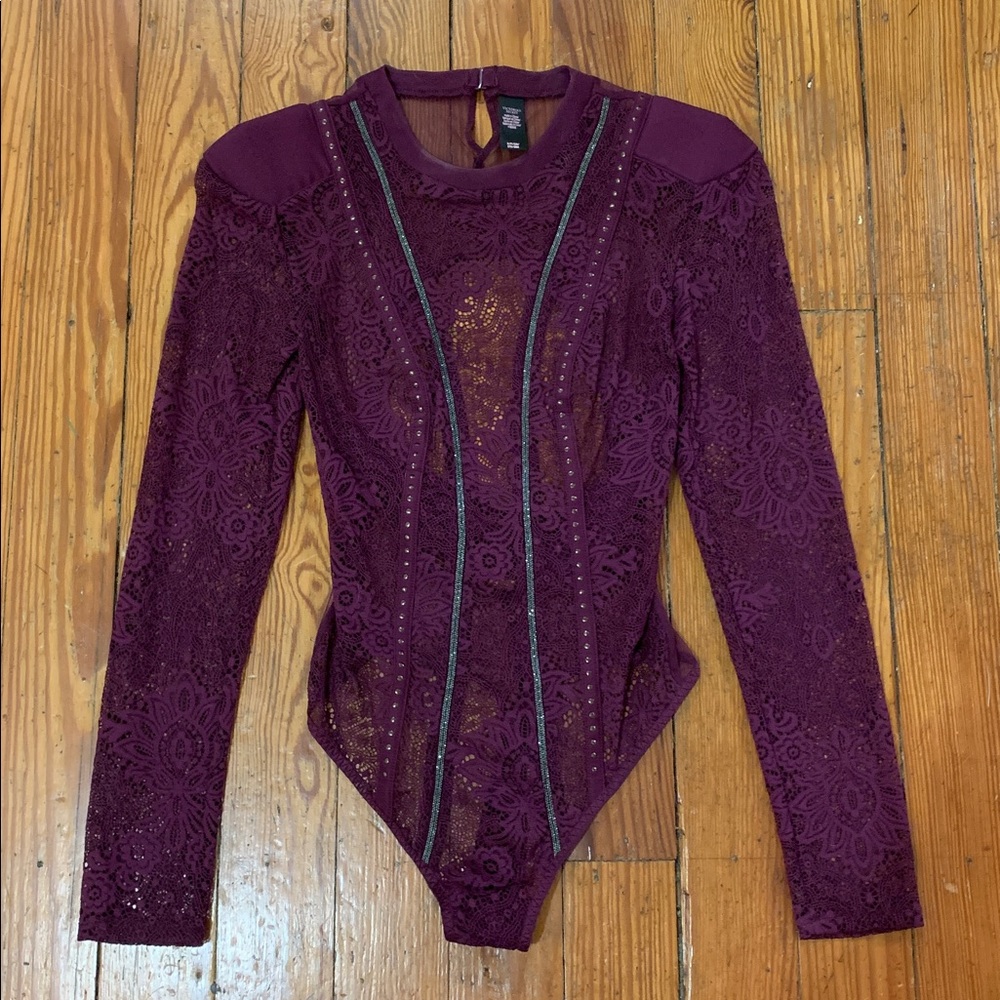 Victoria’s Secret Long Sleeve Lace Embellished Bodysuit